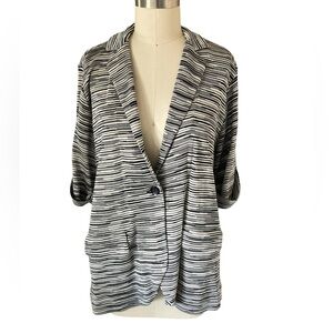 Chico's  Black & White Striped Sweater Jacket, Sz 3, XL